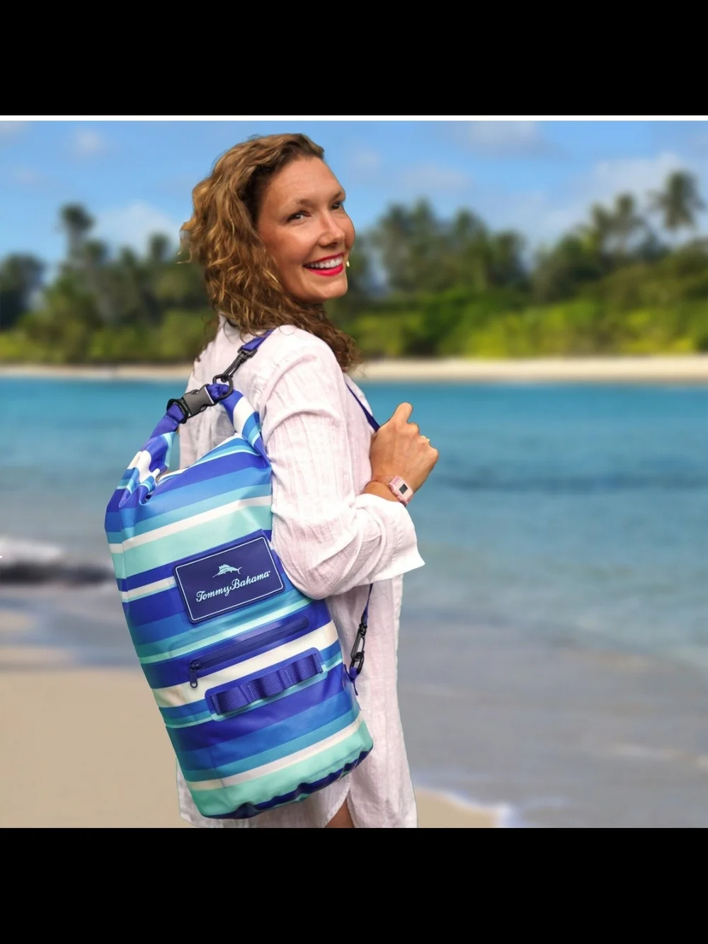 Tommy Bahama Blue Striped Dry Bag Backpack